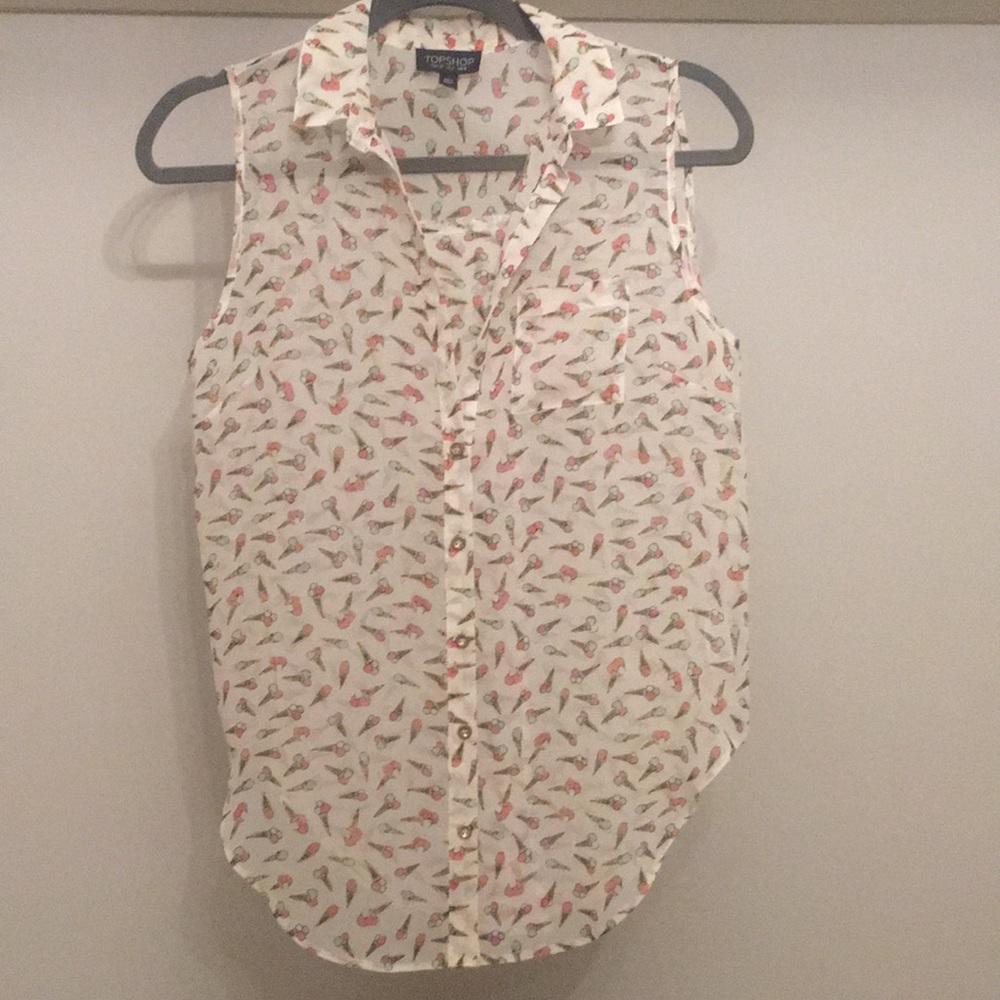 Top Shop chiffon ice cream print chemise sz 4